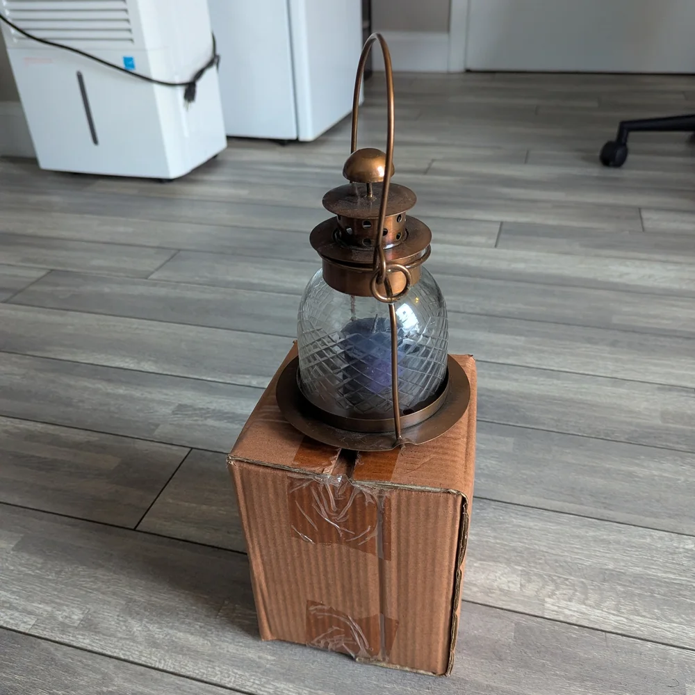 Vintage Boutique Bronze and Clear Glass Lantern